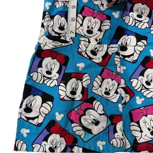 Disney Mickey & Minnie Mouse Print Women Blue V-Neck Short Sleeve Scrub Top Sz L - Picture 11 of 16